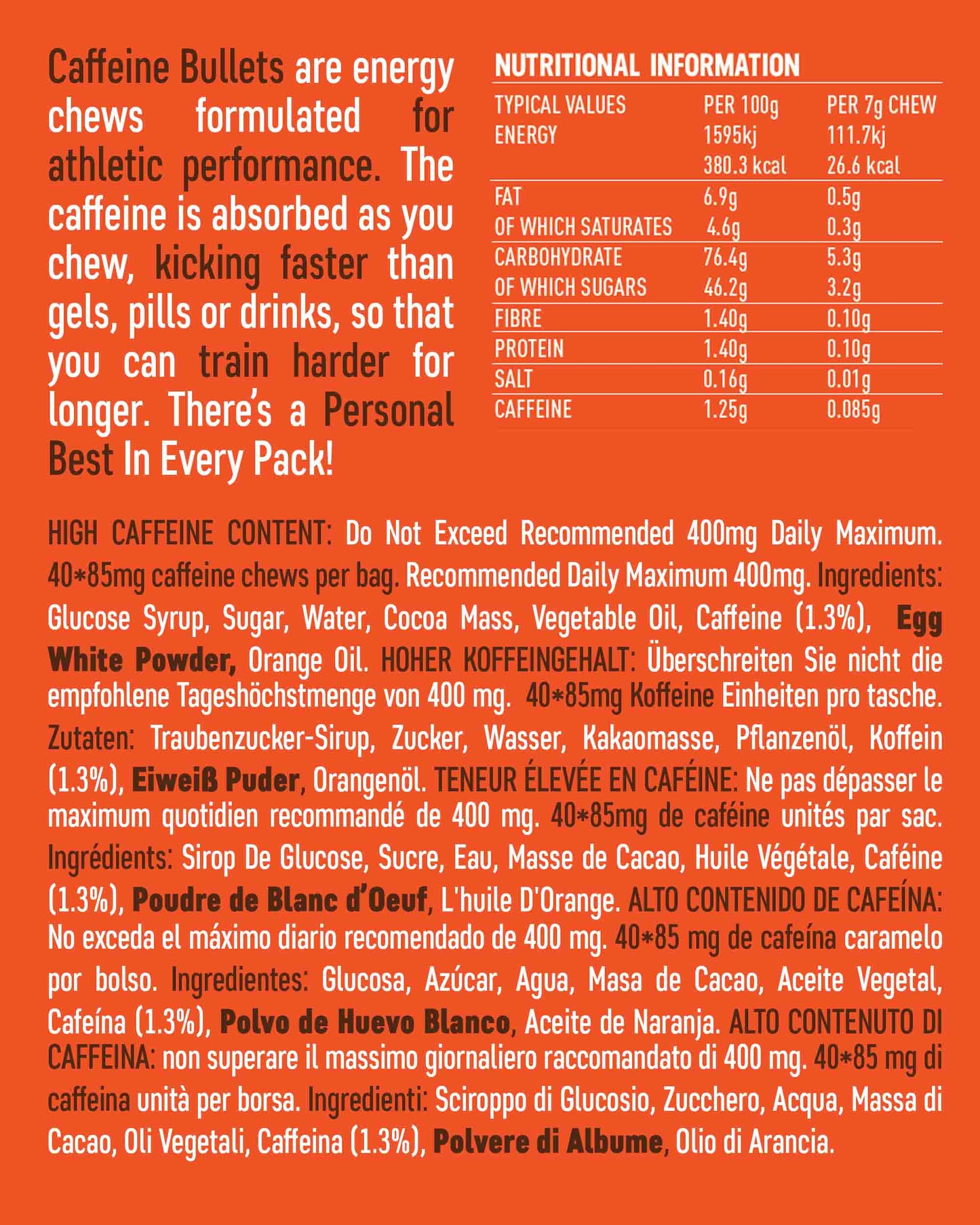 Caffeine Bullet - ChocoLIT Orange 4 Chews