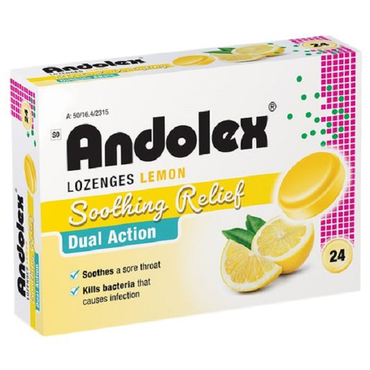 Andolex - Soothing Relief Dual Action Lozenges 24's x 2 - Lemon