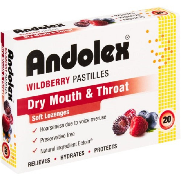 Box of Andolex Wildberry Pastilles with an image of the product and berries on the front.