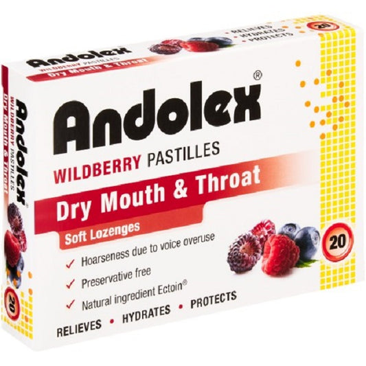 Box of Andolex Wildberry Pastilles with an image of the product and berries on the front.