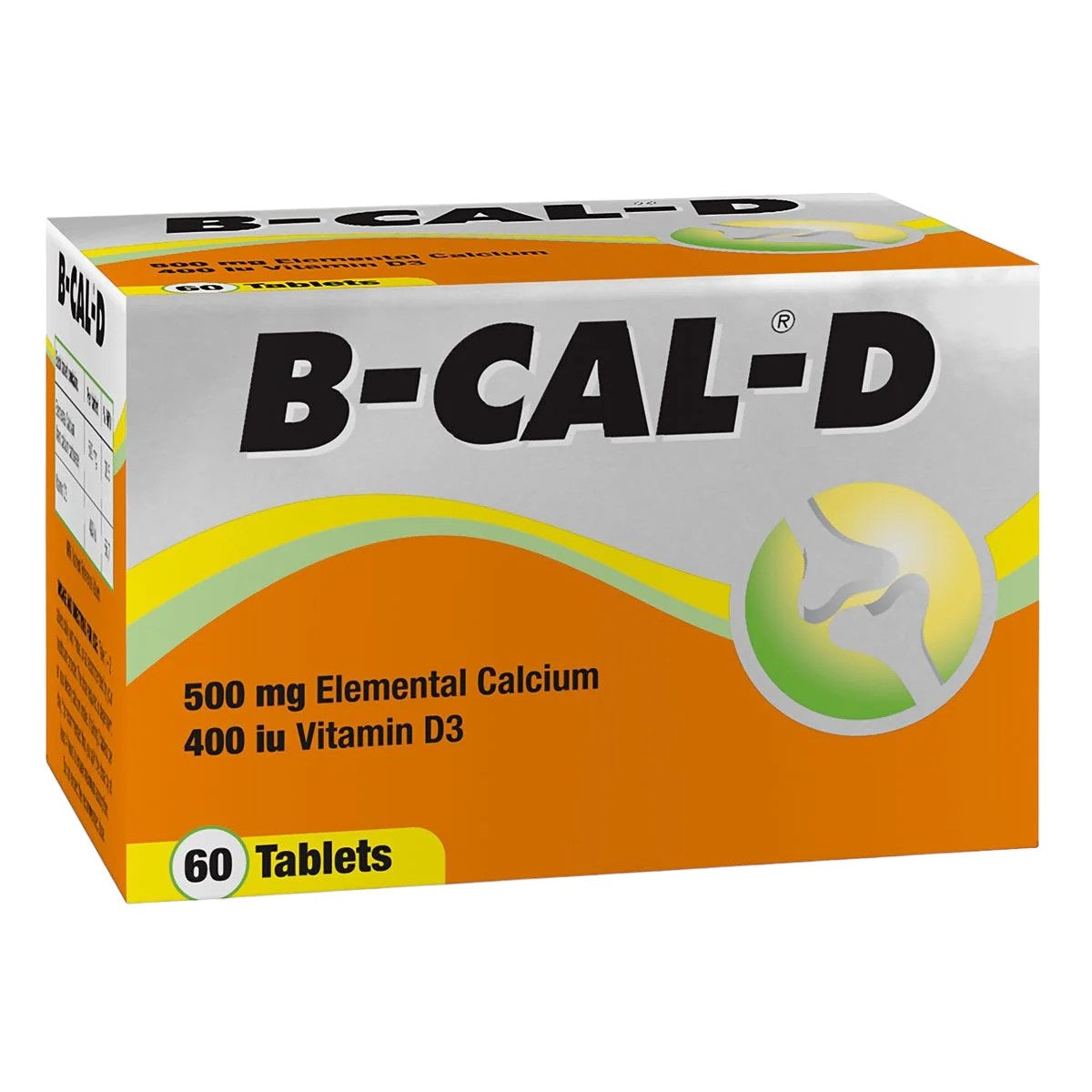 A box of B-Cal -D - 60 Tablets with brand logo and dosage information.