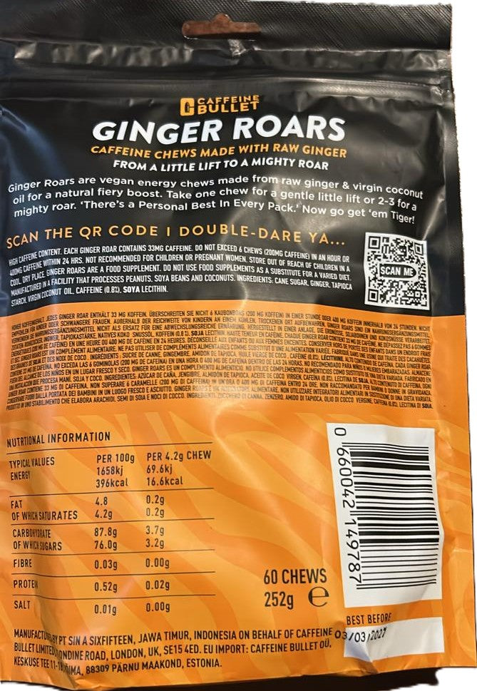 Caffeine Bullet - Ginger Roars - 60 Chews