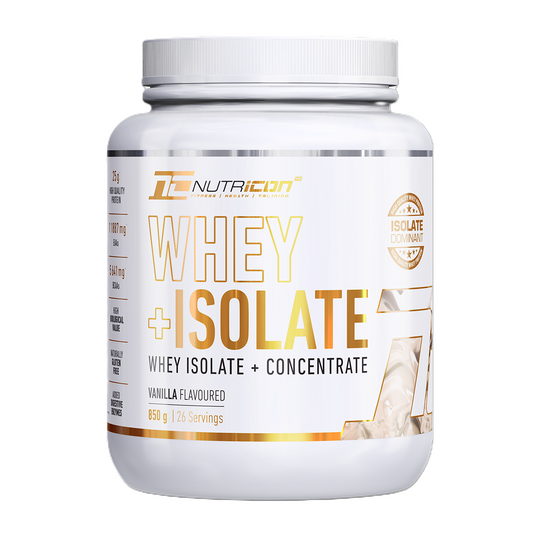 Nutra Icon Whey Isolate supplement container on a white background