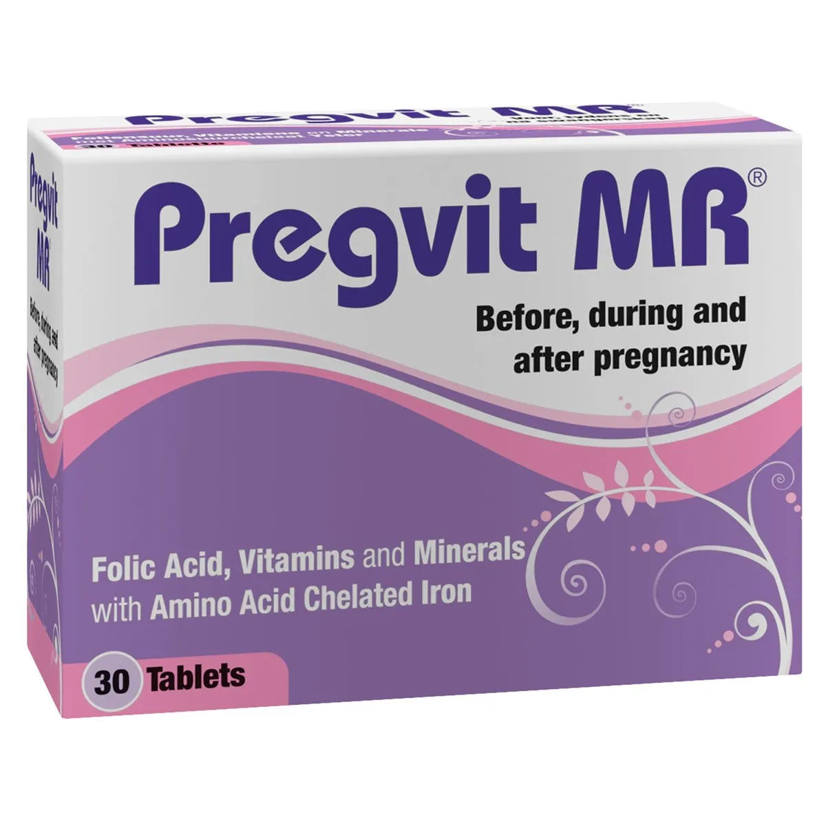 Pregvit MR prenatal multivitamin and mineral supplement box for pregnancy and breastfeeding support