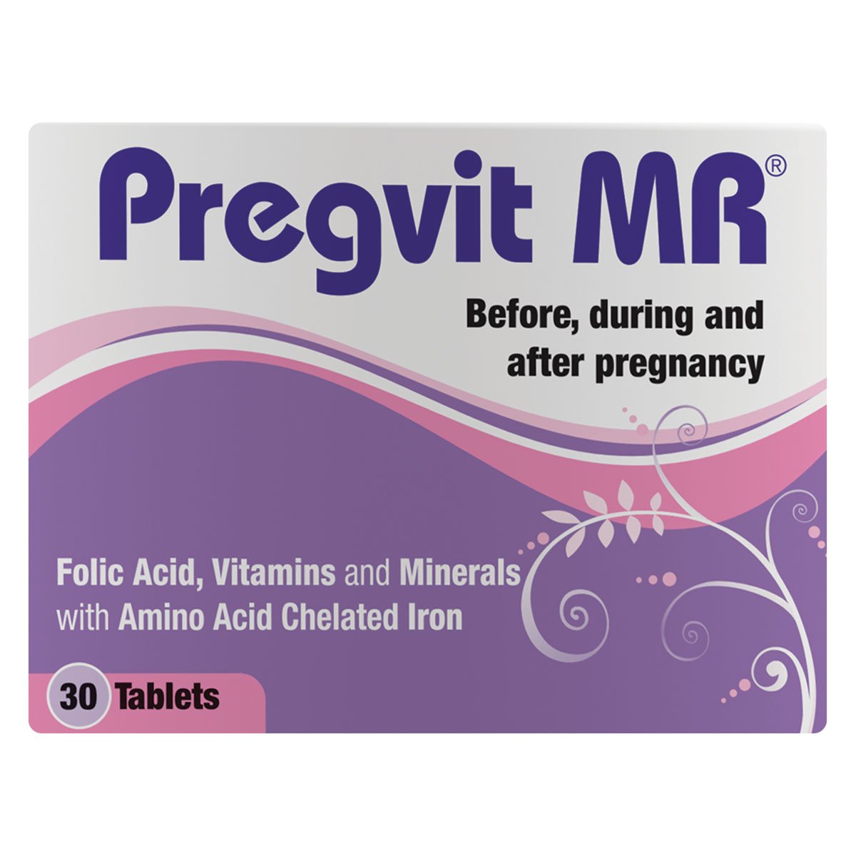 Pregvit MR prenatal multivitamin and mineral supplement box for pregnancy and breastfeeding support