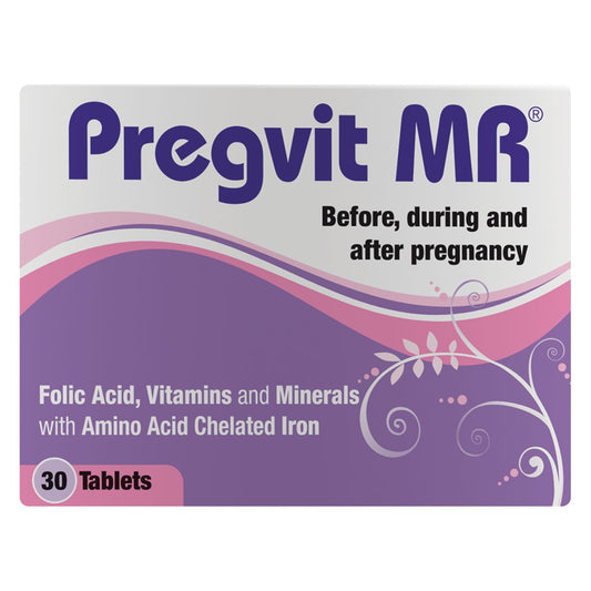 Pregvit MR prenatal multivitamin and mineral supplement box for pregnancy and breastfeeding support
