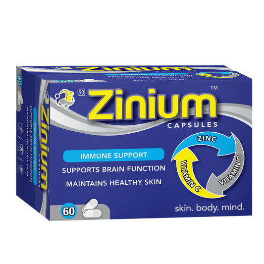 Zinium capsules packaging on a white background